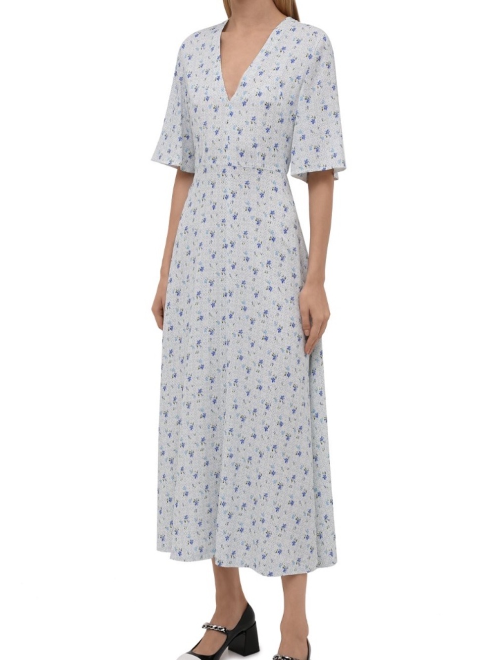 Miu Miu Blue Floral Print Maxi Dress